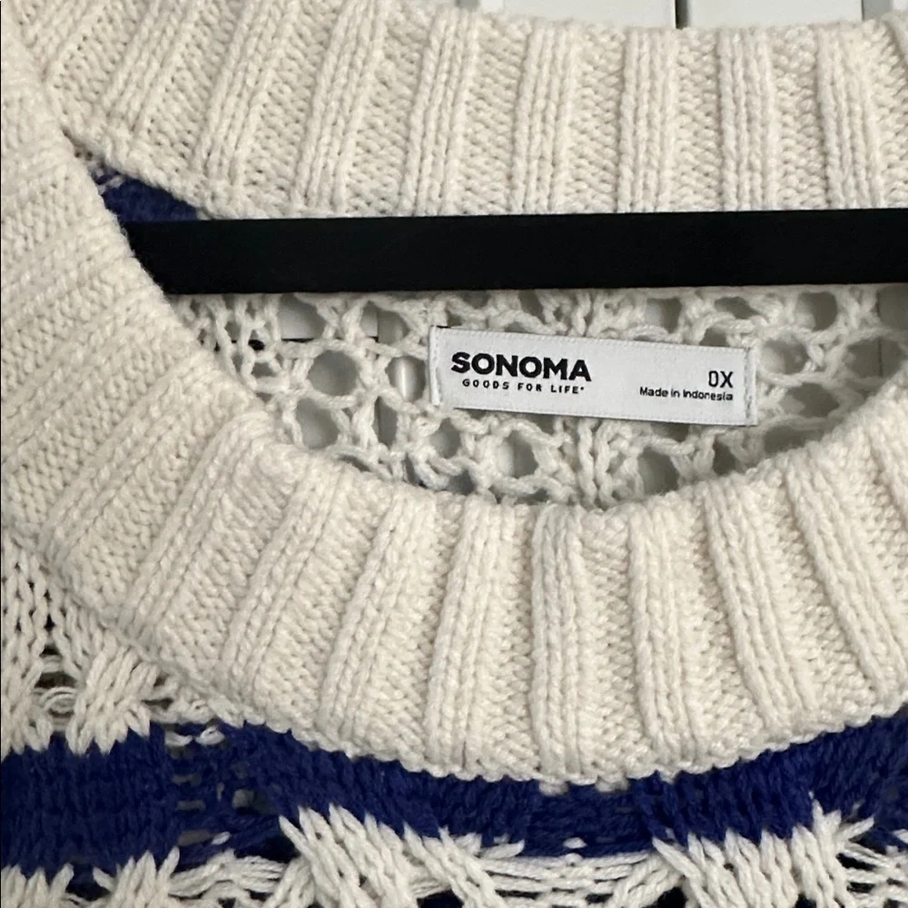 NWOT Sonoma Navy and White Striped Sweater Size 0X - Picture 4 of 5